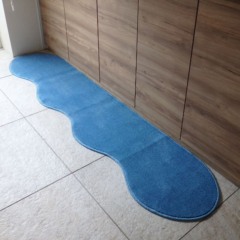 北欧風キッチンマット ラグマットタイプ 45×240cm ピーナッツ型 ブルームーン 抗菌防臭 SEK 織人しきもの屋工房 diw0088