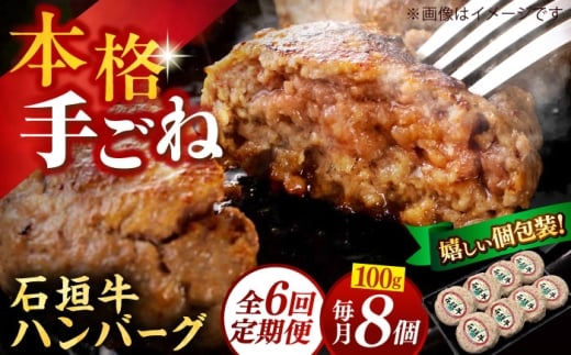 石垣牛100% ハンバーグ 800g (100g×8個)  【全6回定期便】 個包装 沖縄県産 石垣牛100% 手ごね ハンバーグ 8個 はんばーぐ 定期便 石垣牛 ハンバーグ 冷凍 小分け ハンバーグ 定期便 はんばーぐ 石垣牛ハンバーグ ハンバーグセット BBQ 焼肉 ギフト お取り寄せ 沖縄市 / お肉屋本店 [BCAZ013]