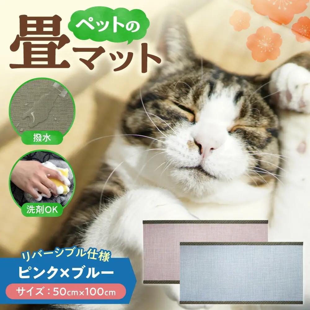 ペットの畳マット　100　ピンク×ブルー