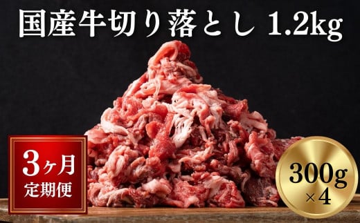 【定期便/3ヶ月】《格之進》岩手県産 牛肉 切り落とし 1.2kg×3回お届け 【 冷凍 小分け 料理 家計応援 岩手 一関市 】
