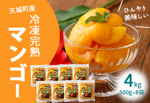 【鹿児島県天城町】天城町産 冷凍 完熟 マンゴー 4kg（500g×8袋） 冷凍マンゴー フルーツ