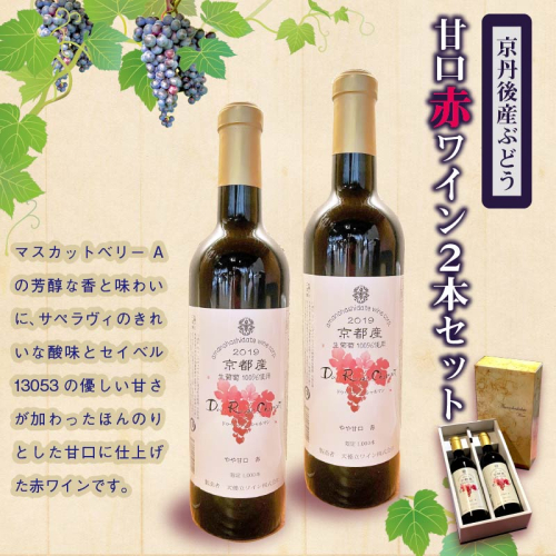 【天橋立ワイン】赤ワイン・甘口／京都・京丹後産ぶどうを醸造した甘口の赤ワイン 720ml×2本 セット　＜日本ワインコンクール受賞のワイナリーからお届けワイン／スカットベーリーA・サペラヴィ・セイベル