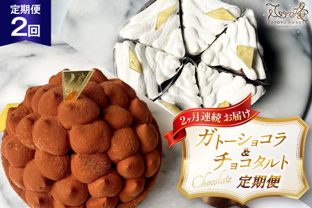 チョコ ケーキ 半熟ガトーショコラ リッチチョコタルト 1ホール/回  2回 定期便 総計2ホール [心優-Cotoyu Sweets- 長崎県 平戸市 hr42bjo490157]
