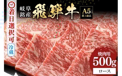 配送日指定可能「A5等級 飛騨牛 焼肉用 ロース 500g」冷蔵配送 150日先まで先行予約可能 バーベキュー BBQ 黒毛和牛 2人前 3人前 (48)