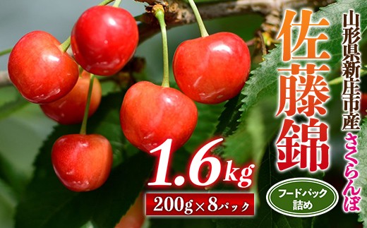 
                  ≪ご家庭用≫ 山形県 新庄市産 高橋さん家の佐藤錦 1.6kg (200g×8) フードパック詰め サクランボ 果物 くだもの フルーツ デザート さくらんぼ 小分け 家庭用 自宅用 F3S-2811
                