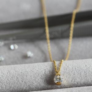 サステナブルなジュエリーを ラボグロウンダイヤモンド K18 ネックレス 0.2ct 挟みこみデザイン　LAB-K18-009