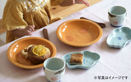 【瀬戸焼】ケランケラン 北風と太陽セット イエロー 【セラミック・ジャパン】 / 子ども用食器 食器 皿 コップ ギフト プレゼント / 瀬戸市[BBBC012]