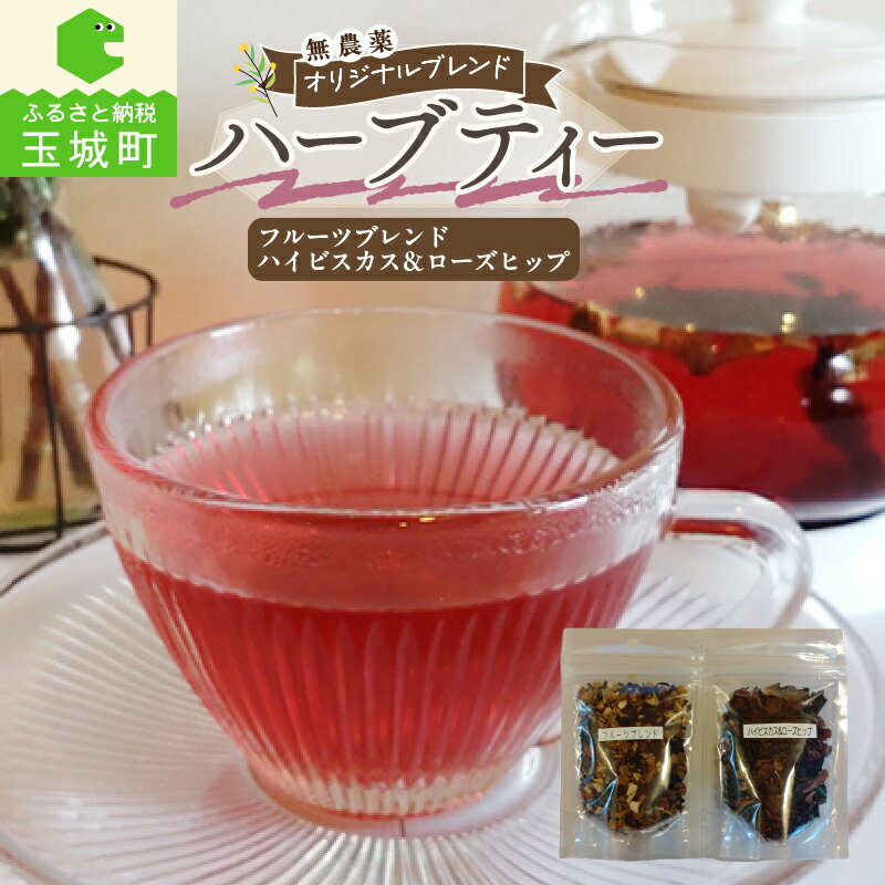 【ふるさと納税】ハーブティー 無農薬 ハーブ オリジナルブレンド フルーツブレンド 26g ハイビスカス&ローズヒップ 22g 各10杯分 プレゼント 贈り物 美容 健康 リラックス効果 手作り 2種 セット 飲みやすい ホット アイス 三重県 玉城町 Garden café Bonheur
