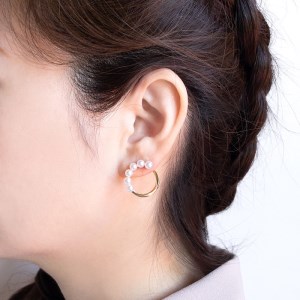 K18YGアコヤ真珠ピアス サークルピアス　N23　K0377-H