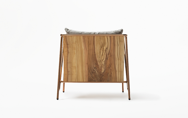 【FIL】ラウンジチェア MASS Series Lounge Chair -Natural Wood & Copper Frame-　小国杉 イージーチェア ローチェア 椅子 チェア 背もたれ 肘掛