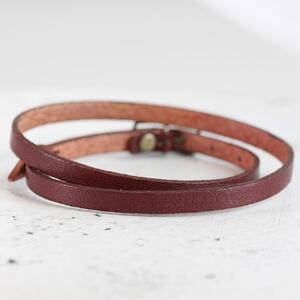 【栃木レザー 2重巻きブレスレット】スリムでクラシカルなレザーアクセサリー レザーカラー：赤葡萄 WL005 赤葡萄 ブレスレット
