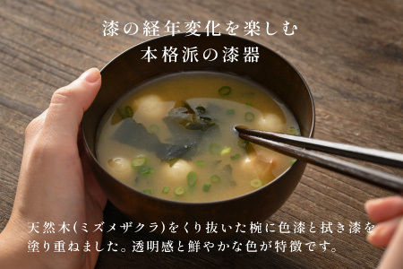 木の風合いを楽しむカラフルなお椀 「漆琳堂の色拭き漆椀」黒