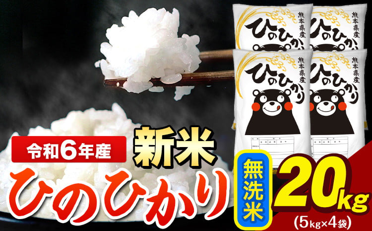 
            令和6年産 新米 ひのひかり 無洗米 20kg 《7-14営業日以内に出荷予定(土日祝除く)》 5kg×4袋 熊本県産（荒尾市産含む） 米 精米 ひの
          