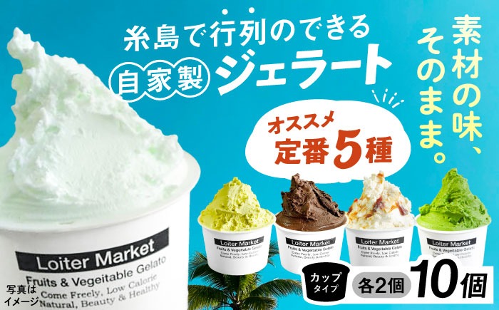 ジェラート アイス アイスクリーム 屋 ジェラート カップ 10個セット おすすめ5種類×各2個（ ピスタチオ 塩 抹茶 ビターチョコ キャラメル ） 糸島 / LoiterMarket ロイターマーケット [AGD001] 