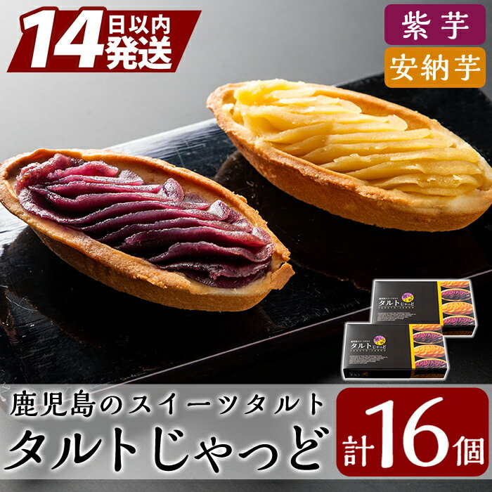 【ふるさと納税】鹿児島のスイーツタルト・タルトじゃっど(各8個入×2箱・計16個)なめらかな紫芋と安納芋のスイーツを2種セットでお届け【徳重製菓とらや】