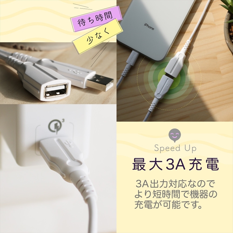 Owltech(オウルテック) 手持ちのUSBケーブルを手軽に延長 断線に強いUSB延長ケーブル OWL-CBKE20-WH ホワイト