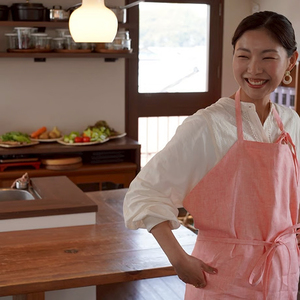 麻エプロン made by fabric diary【HT02W】 エプロン 麻 リネン シンプル フリーサイズ