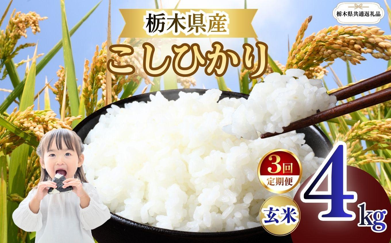 【定期便3回】栃木県産 こしひかり 玄米 4kg 2026年 先行予約 | 栃木県 矢板市