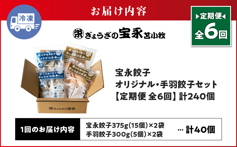 【定期便・全6回 毎月】手包み餃子 ぎょうざの宝永 手羽餃子40個セット（宝永餃子15個入×2袋・手羽餃子5個入×2袋）　T004-T06-02-04