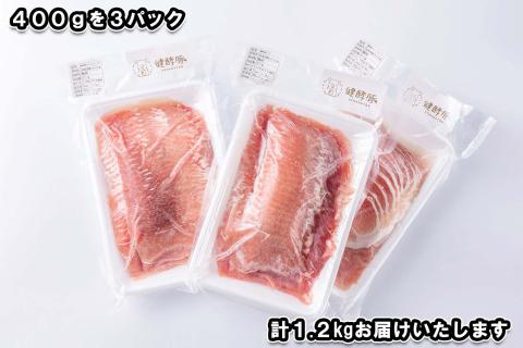 北海道産 健酵豚 しゃぶしゃぶ もも肉 計1.2kg (400g×3パック)