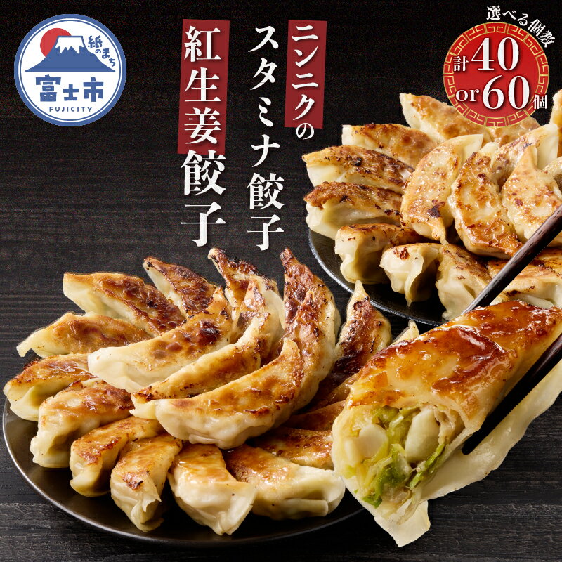 【ふるさと納税】 紅生姜餃子 スタミナ餃子 各20個(計40個)/各30個(計60個) セット ギョーザ 創作餃子 野菜 ニンニク おかず おつまみ 食べ比べ 特製 中華 食品 冷凍発送 富士市 [sf001-221] [sf001-222]