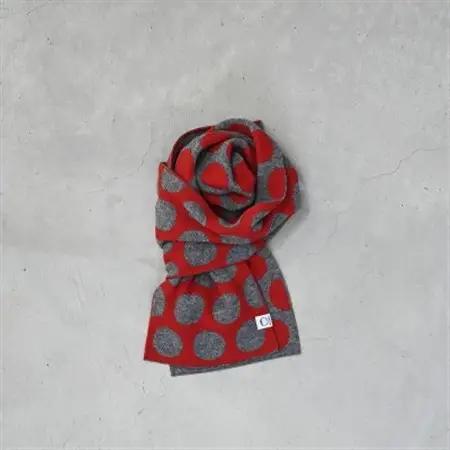 【 OTA KNIT 】TRAVEL SCARF トラベルマフラー(dot レッド × グレー)_装飾品・工芸品 マフラー・手袋 服飾小物 _【1568546】
