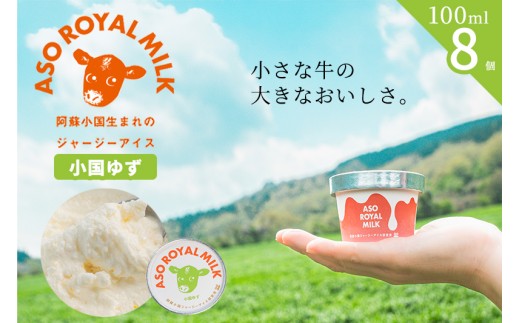 【ASO ROYAL MILK】阿蘇小国ジャージーアイス 小国ゆず 100ml 8個 計800ml ゴールデンミルク 牧場しぼり 国産ゆず お取り寄せ ご褒美 贈答 ギフト 記念日 ご自宅用 チルド 冷凍配送
