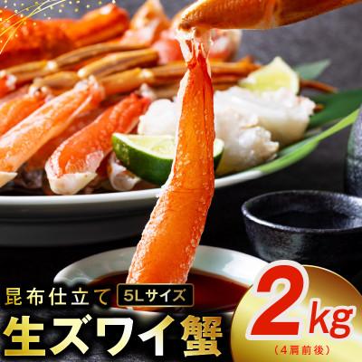 ふるさと納税 泉佐野市 生ずわい蟹 約2kg 5Lサイズ 4肩前後 昆布仕立て