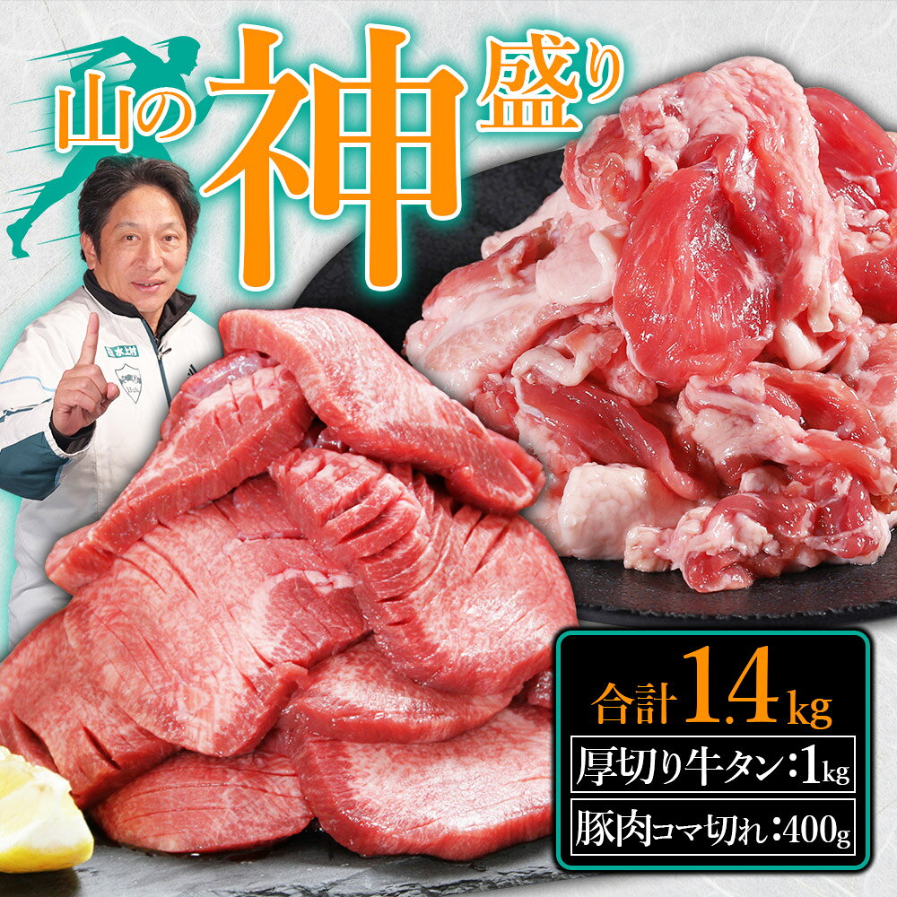 【ふるさと納税】 山の神盛り 厚切り牛タン 1kg 豚肉コマ切れ 400g 計 1.4kg 牛タン 豚肉 冷凍 大容量 小分け お取り寄せグルメ 熊本県 水上村