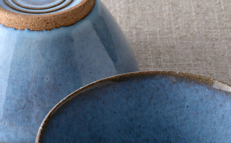 【波佐見焼】テラコッタ・BLUE 茶碗 2点セット【利左エ門窯】[QB70]