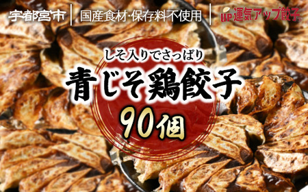 宇都宮餃子 運気アップ餃子  香り鮮やか 青じそ鶏餃子 90個 保存料不使用【 餃子 ぎょうざ 冷凍餃子 冷凍食品 惣菜 栃木県 宇都宮市 】※配送不可地域：離島