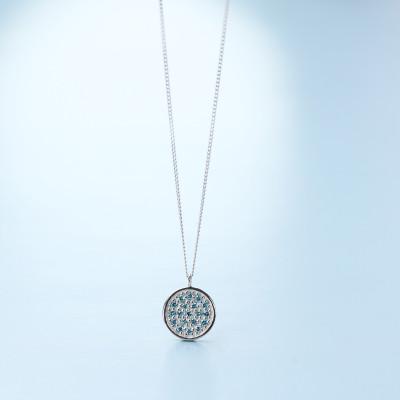 ふるさと納税 大津市 【プラチナ900 ラボブルーダイヤネックレス 0.095ct】50cm パヴェペンダント Pt |  | 02