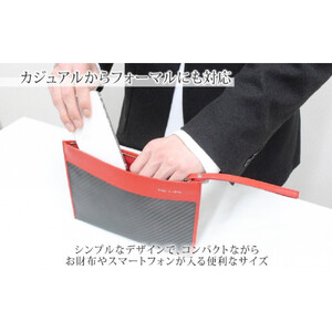 hide k 1896 ソフトカーボン ミニ クラッチバッグ タイプb【レッド】mini clutch bag b 23cm×16cm×1cm メンズ セカンドバッグ サブバッグ ゴートレザー 本革 