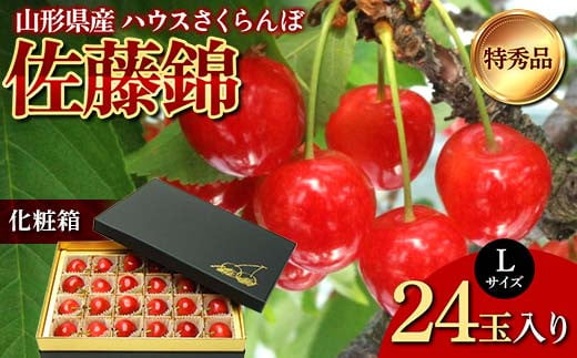 
            山形県産 ハウスさくらんぼ 特秀品 Lサイズ 24玉入り 化粧箱 《先行受付2025年度4月中旬から発送開始》 FSY-1212
          