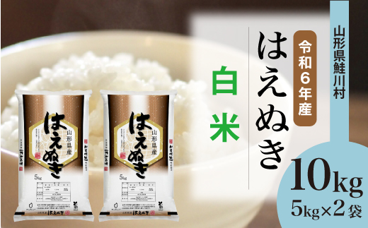 ＜令和6年産米＞令和6年12月中旬発送　はえぬき 【白米】 10kg （5kg×2袋） 鮭川村