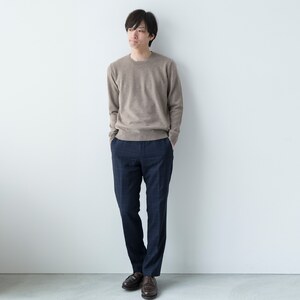 カシミヤ ニット セーター度詰 カシミヤ （コルク）男性用サイズ:S(40)≪白田のカシミヤ≫ 