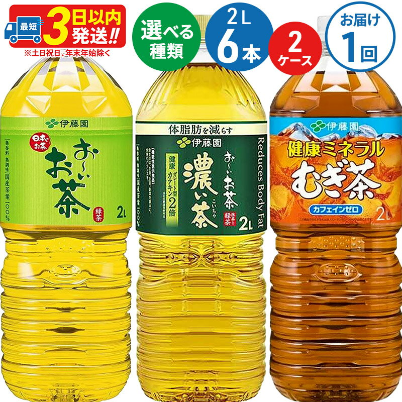 【ふるさと納税】【選べる！2ケース】お〜いお茶 緑茶・お〜いお茶 濃い茶・健康ミネラルむぎ茶 ＜2L×6本＞ 伊藤園