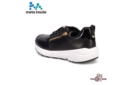 【マドラス 婦人靴】特許meta insole搭載madrasリカバリーシューズ [MADRAS MAL9136MT] レザースニーカー (ブラック、7サイズ)