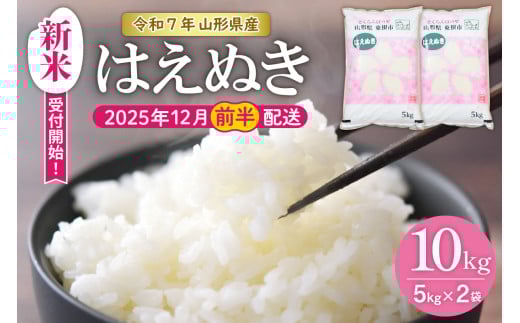 【令和7年産米】★2025年12月前半発送★はえぬき 10kg（5kg×2袋）山形県 東根市産　hi002-032-121-1