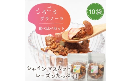 グラノーラ 食べ比べセット 60g×10袋 桃 柿 シャインマスカット ドライフルーツ入り 無添加【1575392】