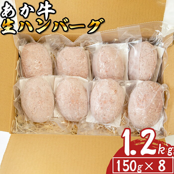 【ふるさと納税】 あか牛 特製生ハンバーグ 1.2kg 8個入り 熊本県産 南関町産 赤うし あかうし 褐毛和種 国産 牛肉 個包装 冷凍 送料無料