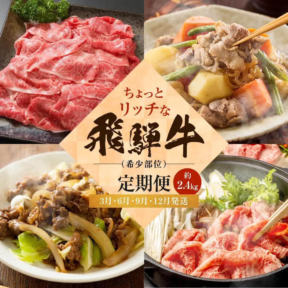 ちょっとリッチな飛騨牛（希少部位）約2.4kg【3月・6月・9月・12月発送】定期便 4回  | みすじ ウデ すき焼き しゃぶしゃぶ  希少部位 600g 定期便 FC107