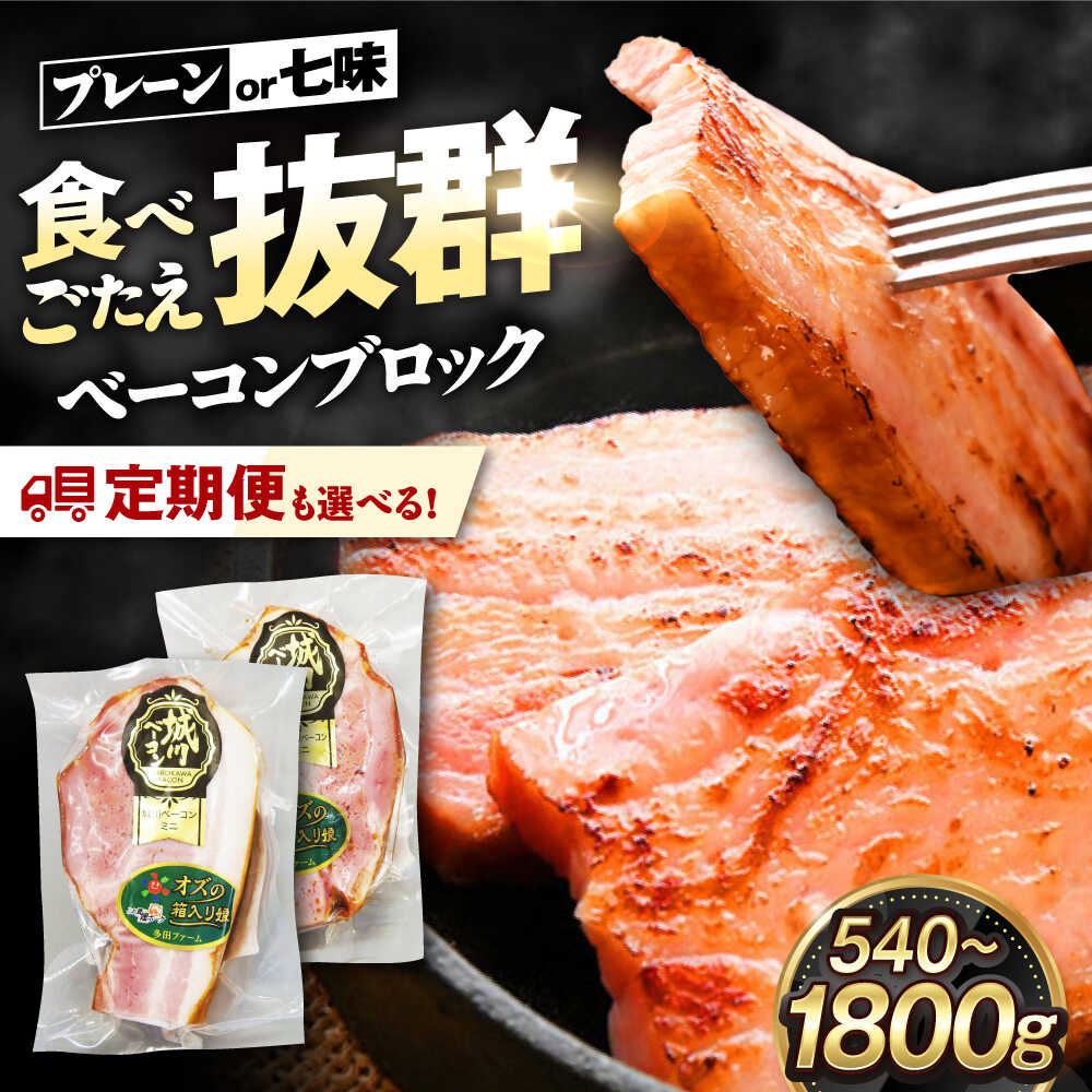 【ふるさと納税】【 選べる味付け ( プレーン / 七味 / 食べ比べ ) ・ 内容量 ・ 回数】ベーコン ブロック 大洲市産 ブランドポーク 『オズの箱入り娘』 使用 [AGAZ012] 肉 にく お肉 塊肉 豚肉 定期便 小分け おかず 燻製 惣菜 BBQ 焼肉 おすすめ 人気 お取り寄せ 送料無料