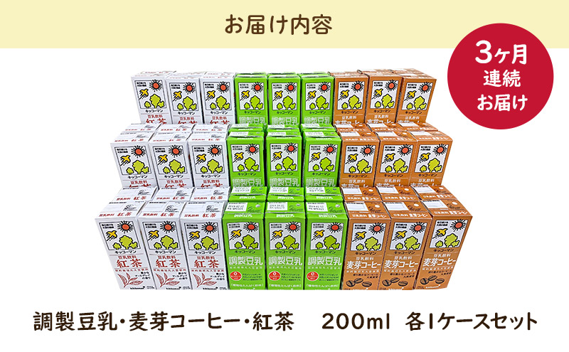 キッコーマン 定番商品3種類 200ml 54本セット 各1ケース3種類セット 【3カ月連続】