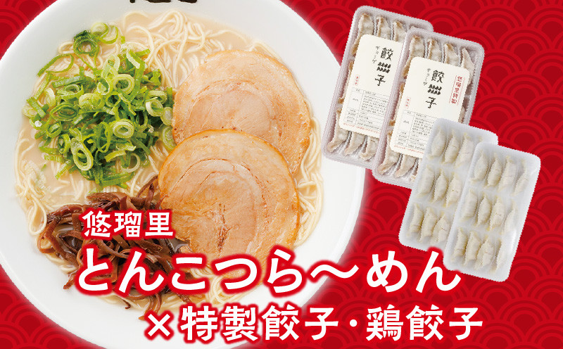 
悠瑠里とんこつら～めん4食セット×悠瑠里特製餃子2P×鶏餃子2P_M293-011
