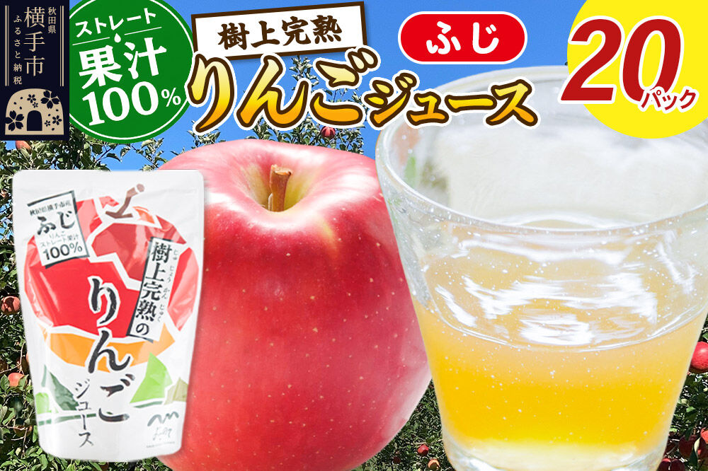 樹上完熟りんごジュース 20パック [秋田県 横手市 林檎 リンゴ 果物 フルーツ]