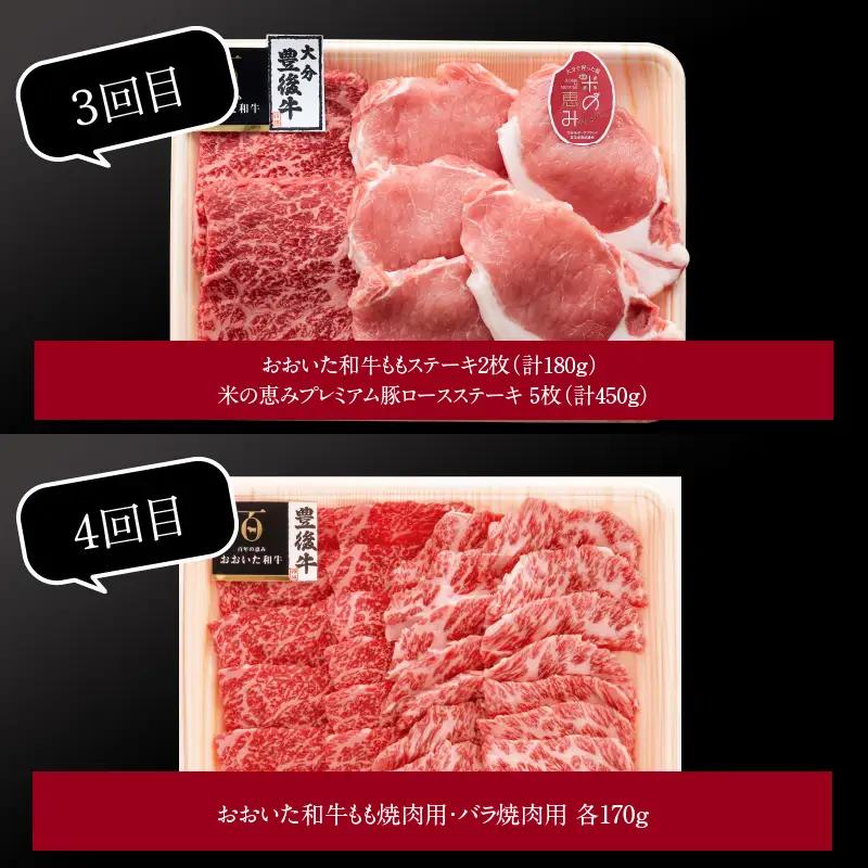 【定期便】大分県産黒毛和牛（おおいた和牛）・米の恵みプレミアム豚 バラエティ定期便 毎月6回お届け A01081