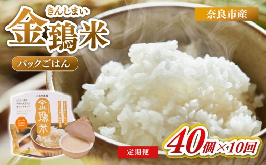 白米 パックごはん 40個×10回 定期便 金鵄米 きんしまい 定期 米 お米 精米 産地直送 農家直送 おむすび おにぎり こめ お弁当 ご飯 ごはん ブランド米 奈良県 奈良市 なら ono03