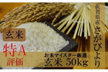 佐賀県産 厳選 さがびより 玄米 50kg【16年連続 特A評価】 H-4 