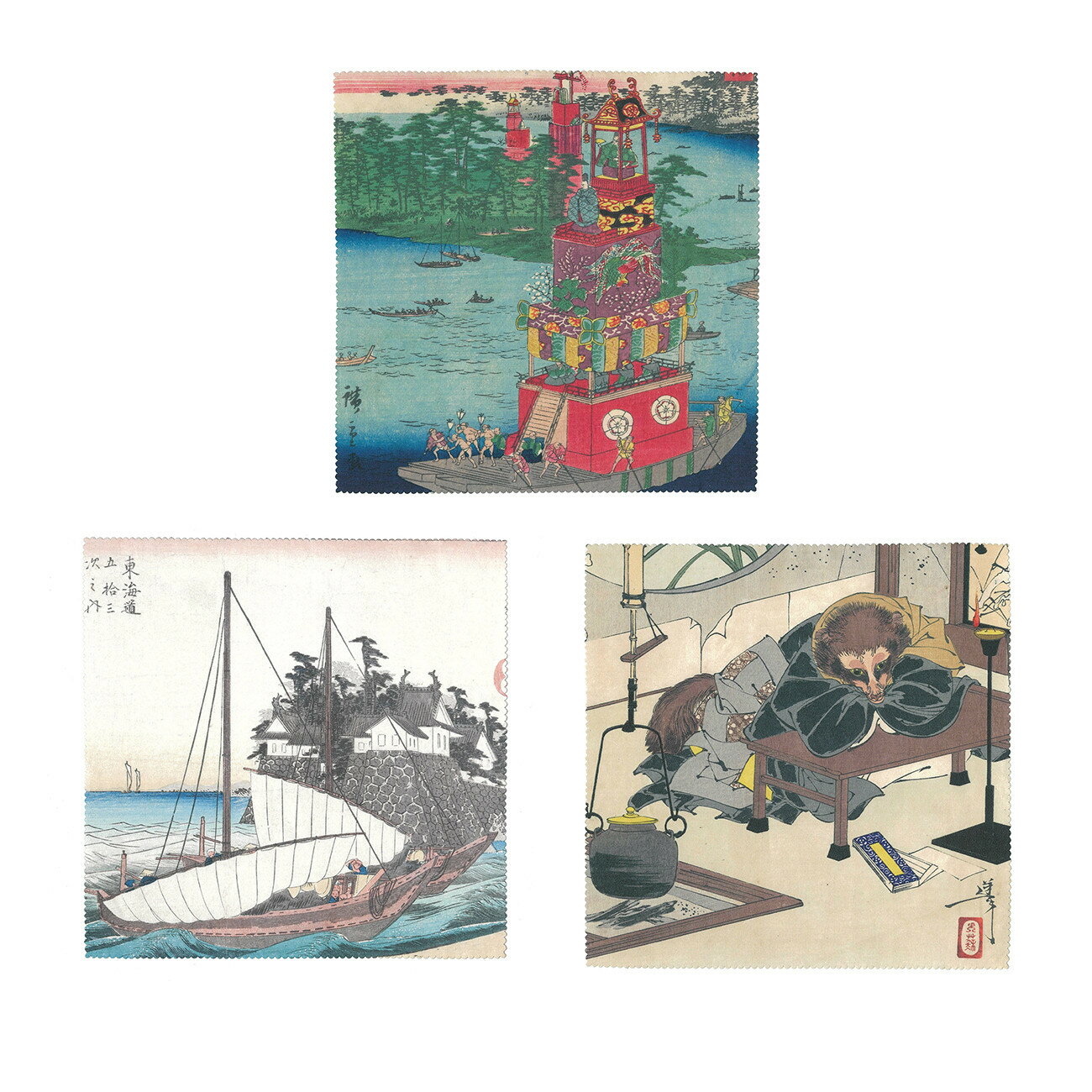 【ふるさと納税】オリジナル【浮世絵マルチクロス】3点セット／名古屋刀剣博物館